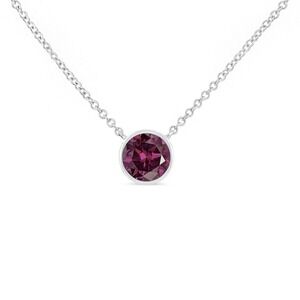 Haus of Brilliance Bezel Set Amethyst Gemstone Solitaire 18" Pendant Necklace